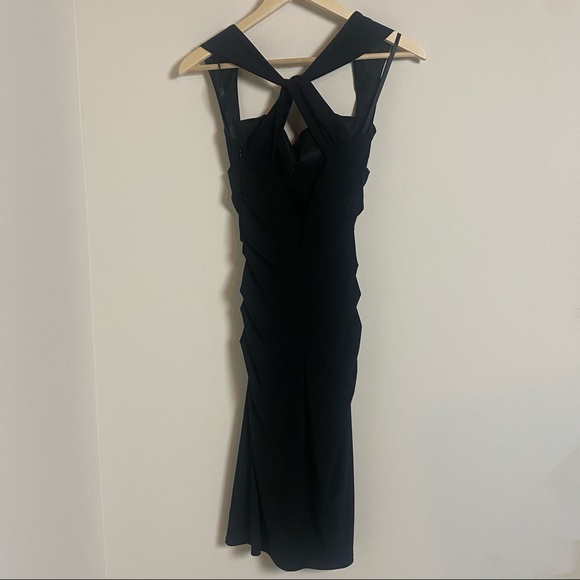 Shelli Segal Dress X-Back Ruched Jersey Bodycon black size 0 - Picture 7 of 15